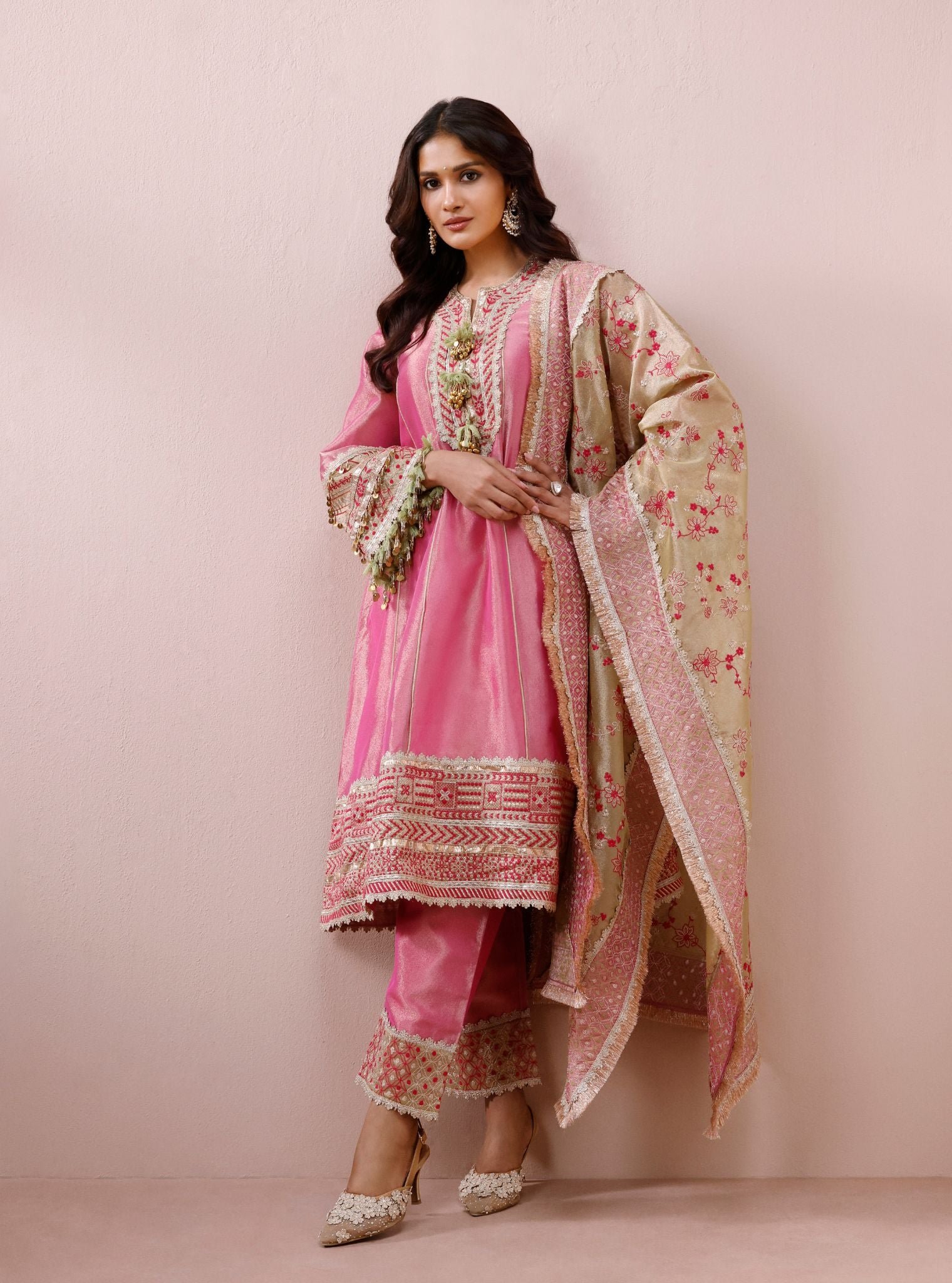Tissue Shamili Fuschia Kurta Set 3