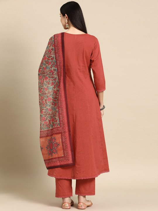 Anarkali Pure Cotton Kurta With Trousers & Dupatta 2