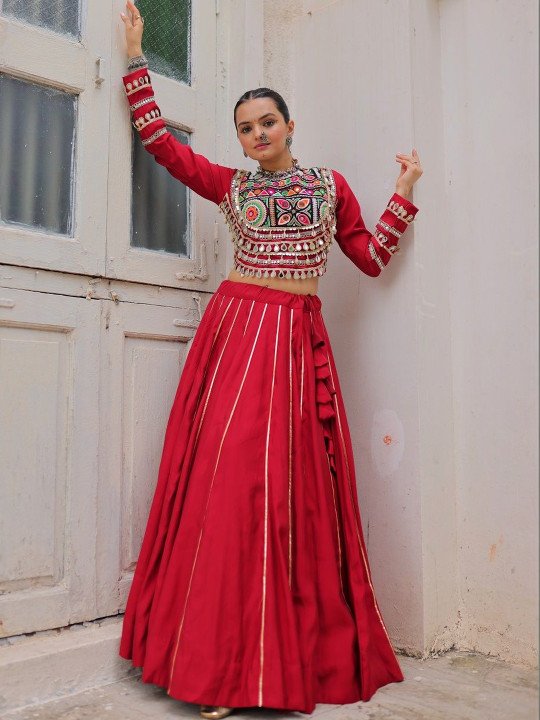 Embellished Mirror Work Ready to Wear Lehenga & 2