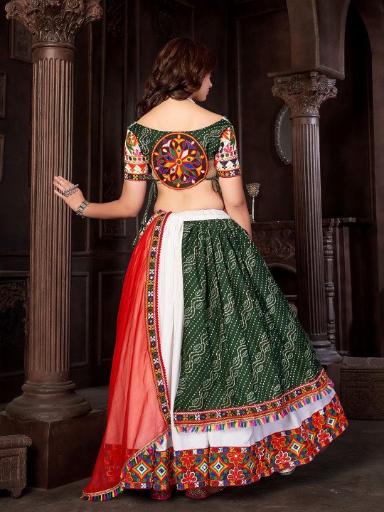 Embroidered Thread Work Semi-Stitched Lehenga & Unstitched Blouse With Dupatta 3