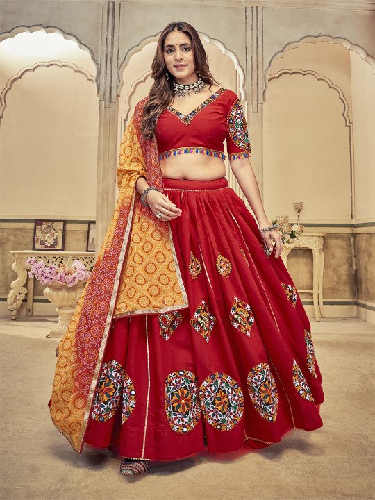 Floral Embroidered Semi-Stitched Lehenga & Unstitched Blouse With Dupatta 3