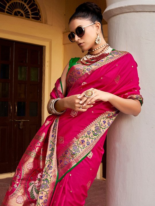 Ethnic Motif Woven Design Zari Banarasi Saree 2