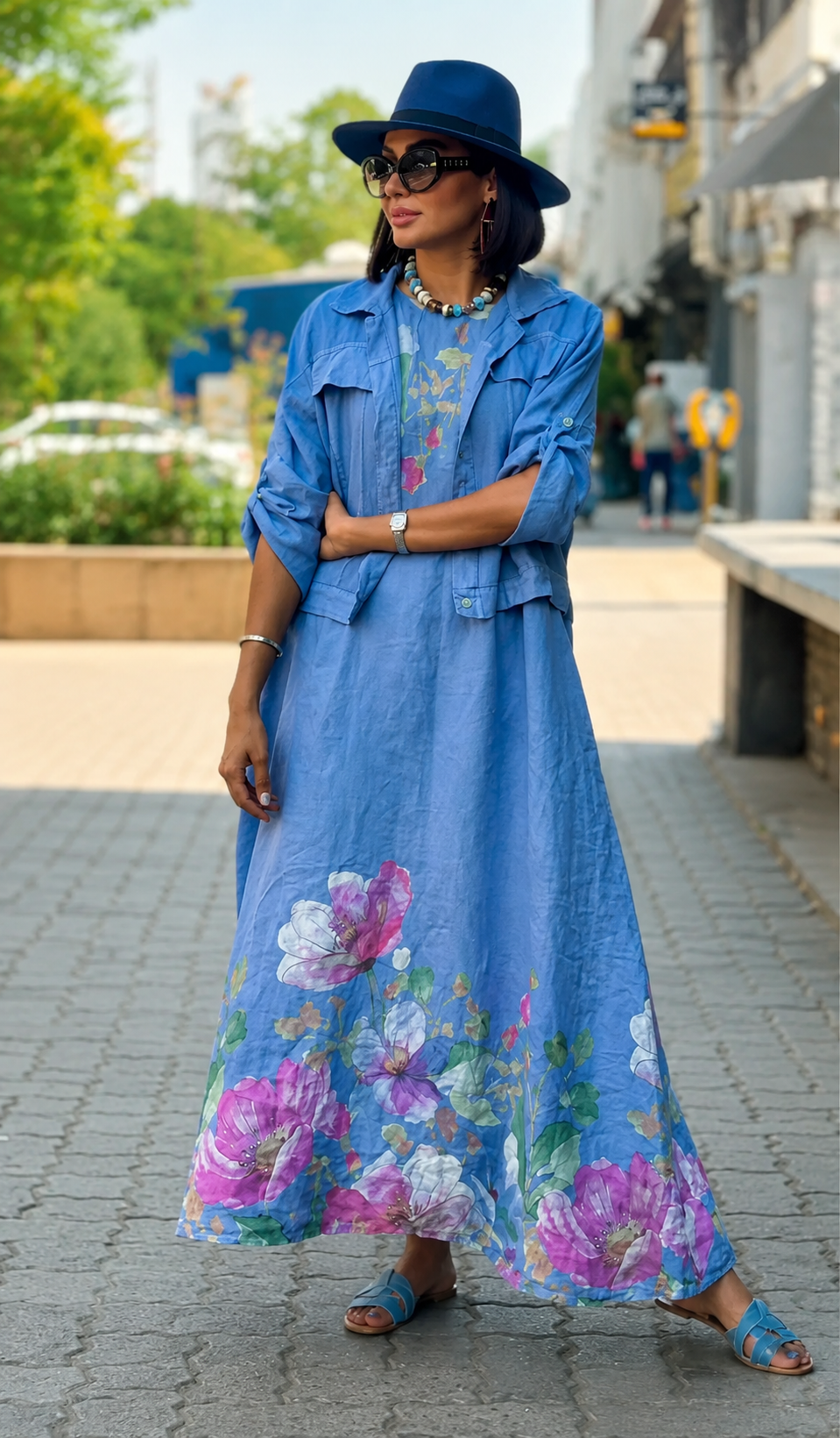 Women's Floral Maxi Dress with Jacket Set