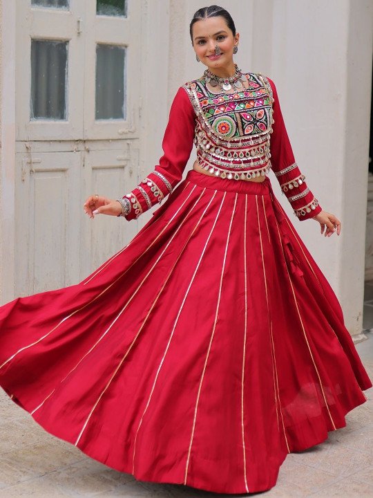 Embellished Mirror Work Ready to Wear Lehenga &